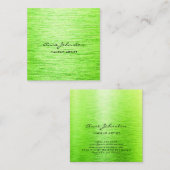 Elegantes Makeup Artist Lime Green Brushed Metal Quadratische Visitenkarte (Vorne/Hinten)