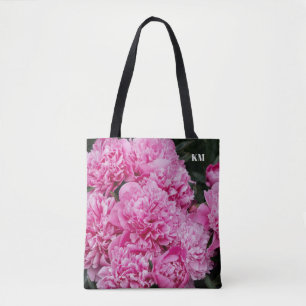 Elegantes Makro-Monogramm Pfingstrose Rosa Tasche