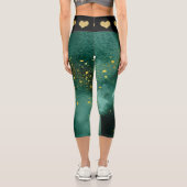 Elegantes Malachite Gold Herz Muster Capri Leggings (Rückseite)