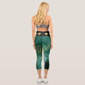 Elegantes Malachite Gold Herz Muster Capri Leggings (Rückseite)