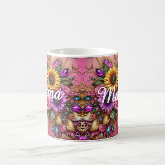 Elegantes Mama Design - Fusion von Blumen und Glit Kaffeetasse (Mittel)