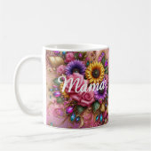 Elegantes Mama Design - Fusion von Blumen und Glit Kaffeetasse (Links)