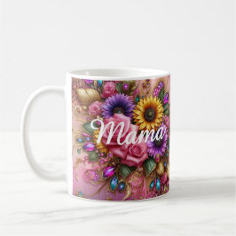 Elegantes Mama Design - Fusion von Blumen und Glit Kaffeetasse
