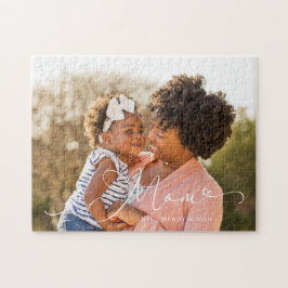 Elegantes Mama Script Overlay Mother's Day Foto Puzzle