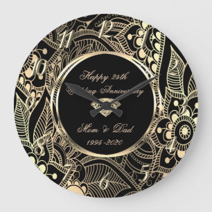 Elegantes Mandala 25. Hochzeitstag Große Wanduhr