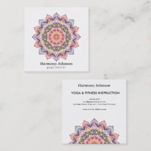 Elegantes Mandala Blau Rosa Logo Spirituelles Yoga Quadratische Visitenkarte