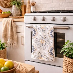 Elegantes Mandala Gold Navy Geschirrtuch