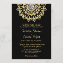 Elegantes Mandala-Goldschwarz-indische Hochzeit
