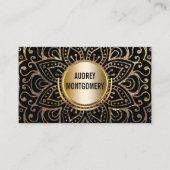 Elegantes Mandala-Goldschwarzes Boho des Visitenkarte (Vorderseite)