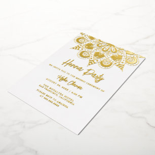 Elegantes Mandala-Henna-Party-Mehndi echtes Gold Folieneinladung