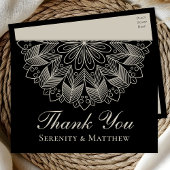 Elegantes Mandala Indisches Henna Boho Chic Schwar Einladungspostkarte