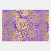 Elegantes Mandala Muster Lila Blue Black Geschenkpapier Set (Vorderseite)