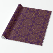 Elegantes Mandala-Muster lila Golddiwali Geschenkpapier (Ungerollt)