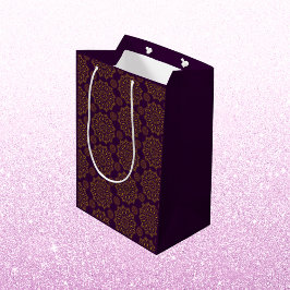 Elegantes Mandala-Muster lila Golddiwali Mittlere Geschenktüte