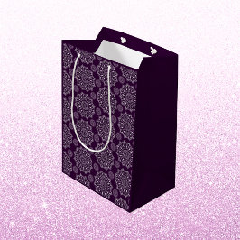 Elegantes Mandala-Muster lila Silberdiwali Mittlere Geschenktüte