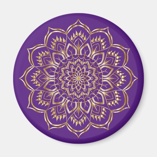 Elegantes Mandala-Muster Lila und Gold Magnet (Vorne)