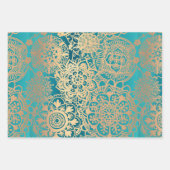 Elegantes Mandala Muster Red Green Gold Geschenkpapier Set (Vorderseite 2)