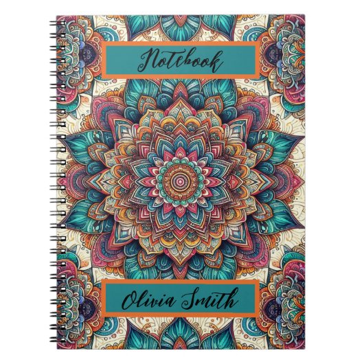 Elegantes Mandala Spiral Foto Notebook Notizblock (Vorderseite)