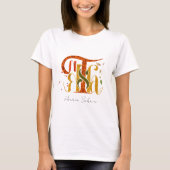 Elegantes Manuskript Dank Herbstlaub T-Shirt (Vorderseite)