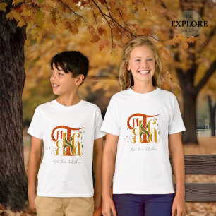 Elegantes Manuskript Dankeschön Herbstlaub Kinder T-Shirt