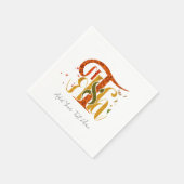 Elegantes Manuskript Dankeschön Herbstlaub Serviette (Ecke)