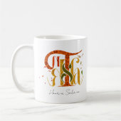 Elegantes Manuskript Dankt Herbstlaub Kaffeetasse (Links)