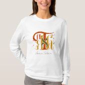 Elegantes Manuskript Dankt Herbstlaub T-Shirt (Vorderseite)