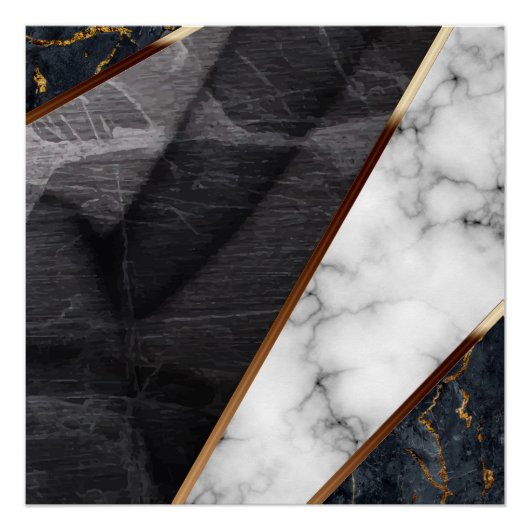 Elegantes Marble Collage Muster Poster (Vorderseite)