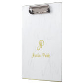 Elegantes Marble Handwriting Script Gold Monogram Klemmbrett (Links)