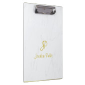 Elegantes Marble Handwriting Script Gold Monogram Klemmbrett (Rechts)
