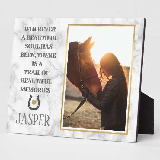 Elegantes Marble Horse Memorial Foto & Quote Plaqu Fotoplatte (Seite)