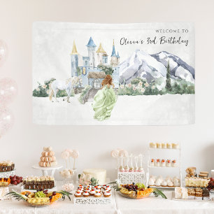 Elegantes Märchen Prinzessinnen-Geburtstagsbegrü Banner