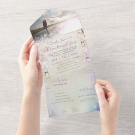 Elegantes Märchenwaldkraut-Foto Hochzeit Alles All In One Einladung