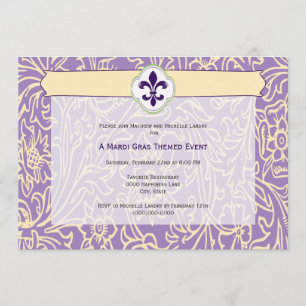 Elegantes Mardi Gras Fleur de Lis Ereignis Einladung