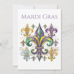 Elegantes Mardi Gras im Wasserfarbeneffekt  Einladung