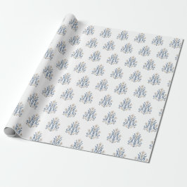 Elegantes Marianisches Monogramm mit Fleur-de-Lis Geschenkpapier