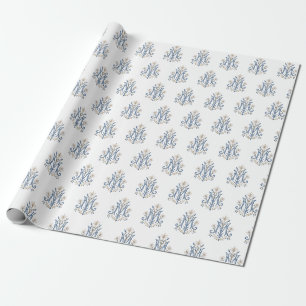 Elegantes Marianisches Monogramm mit Fleur-de-Lis Geschenkpapier