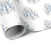Elegantes Marianisches Monogramm mit Fleur-de-Lis Geschenkpapier (Rolleneckpunkt)