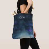 Elegantes Marine-Blau Ombre | Monogramm Tasche (Von Nahem)