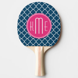 Elegantes Marine-Blau Quatrefoil mit rosa Tischtennis Schläger