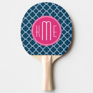 Elegantes Marine-Blau Quatrefoil mit rosa Tischtennis Schläger