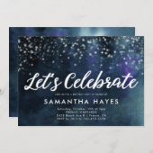 Elegantes Marine-Blau-Silber-erwachsenes Einladung (Vorne/Hinten)