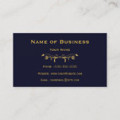 Elegantes Marine-Blau und Golddamast Visitenkarte (Rückseite)