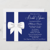 Elegantes Marine-Blau-weißes Band-Brautparty Einladung (Vorderseite)