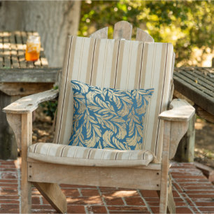 Elegantes marineblau-blaues Gold, modernes Blumend Kissen