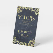 Elegantes Marineblau und Gold in klassischer Elega Sockelschild (Vorderseite)