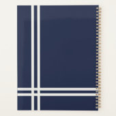 Elegantes marineblau-weiß gestreiftes Design Planer (Rückseite)
