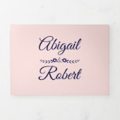 Elegantes marineblaues Foto, Hochzeit mit blauer T Dreifach Gefaltete Einladung (Cover)