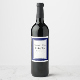 Elegantes marineblaues gerahmtes #2 Weinflaschenet Weinetikett