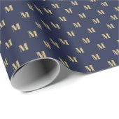 Elegantes marineblaues Gold, kundenspezifische Mon Geschenkpapier (Rolleneckpunkt)